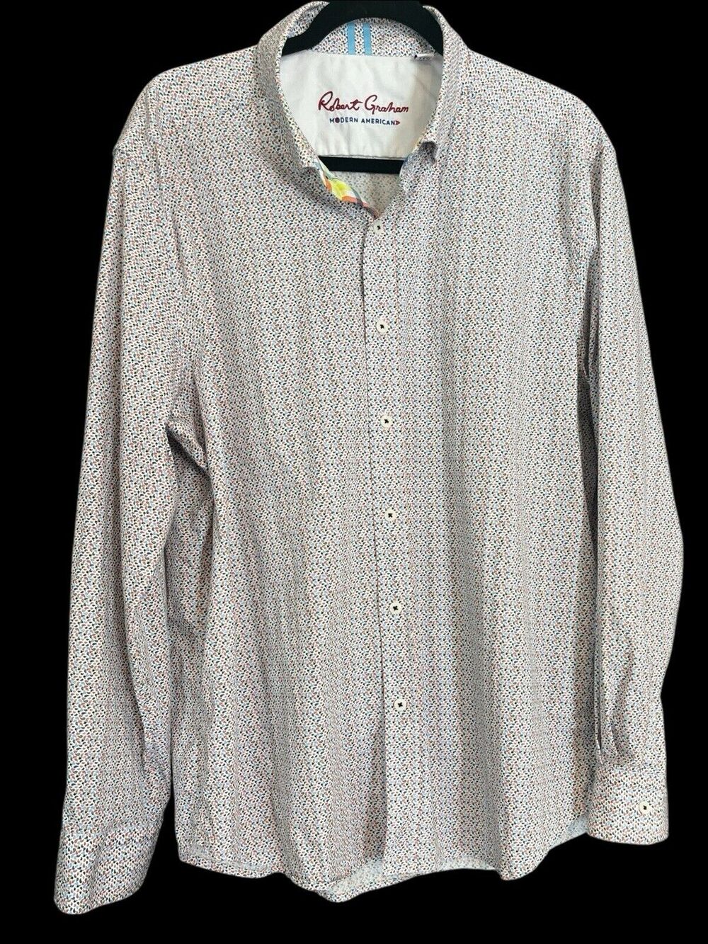 Robert Graham Men’s Blue Paisley Long Sleeve Flip-Cuff Button Front Shirt 3XL